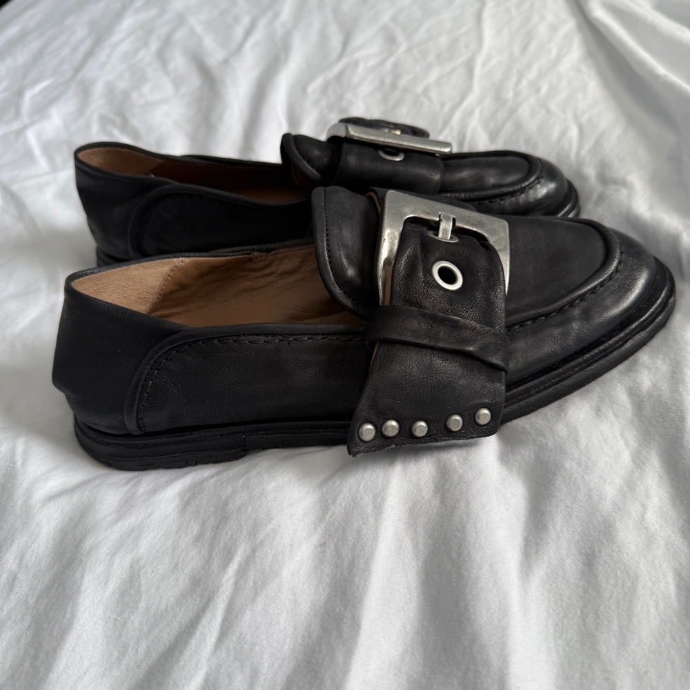 A.S. 98 Thaine Loafers Size 40 US 9-9.5 Black Leather Buckle Statement - Picture 7 of 8